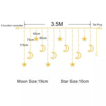 Load image into Gallery viewer, Led Mubarak Star Moon Curtain String Lights
